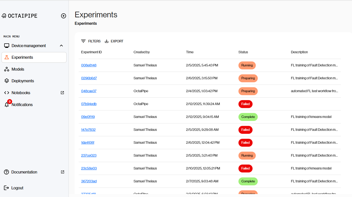 Portal experiments page